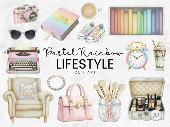 Download Pastel Rainbow Office Supplies Clipart - Office supplies Collection