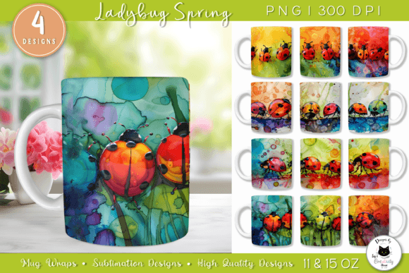 Download Cute Spring Mug Wraps | Ladybug Mug PNG - Spring Collection