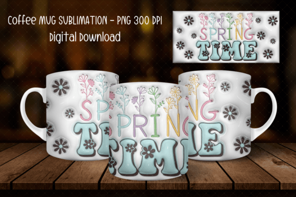 Download 3D Inflate Spring Coffee Mug Wrap Design - Spring Collection