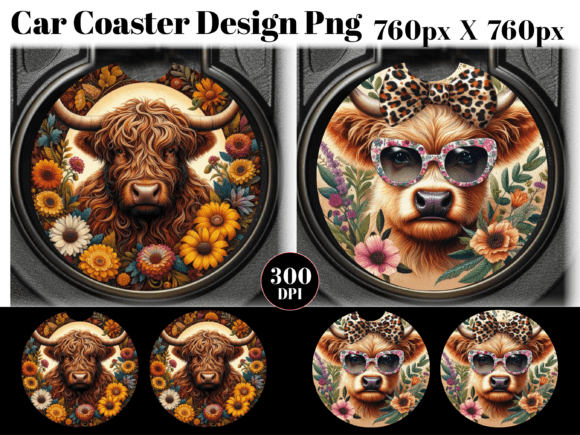 Download Highland Cow Car Coaster PNG Sublimation - Png sublimation Collection