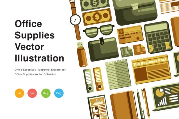 Download Office Supplies Vector Illustration - Office supplies Collection
