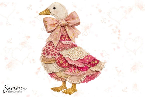 Download Pink Bow Patchwork Goose PNG Sublimation - Premium Resources